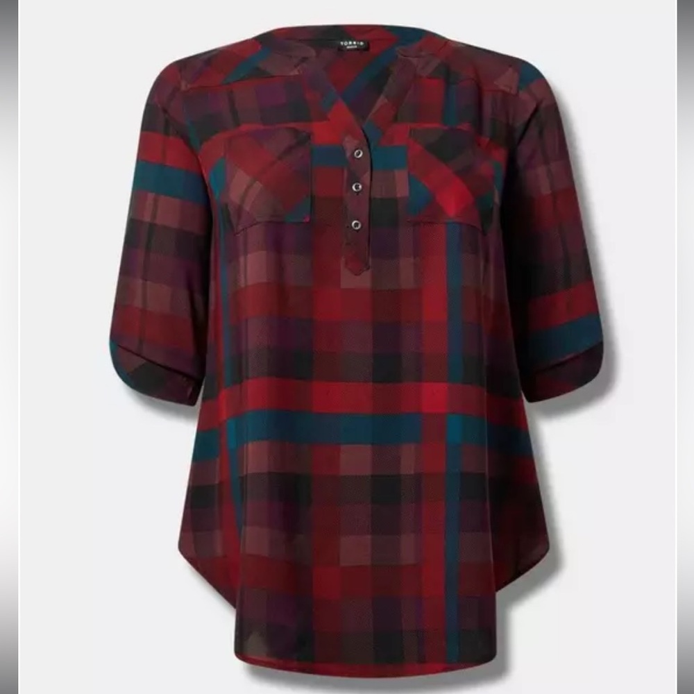 NWT Torrid’s Harper 3/4 Sleeve Pullover Tunic (plaid)